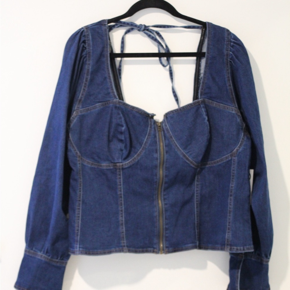 NWT Blue Denim Corset Top